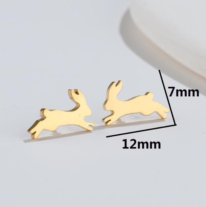 New Earrings for Women Sweet Cute Simple Hollow Earrings Little Bunny Mini Korean Fashion Small Earrings Accessories