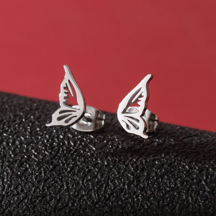 Cross-Border Korean Version Stainless Steel Small Animal Earrings Ins Girls Cute Butterfly Rabbit Asymmetric Cat Fish Earrings