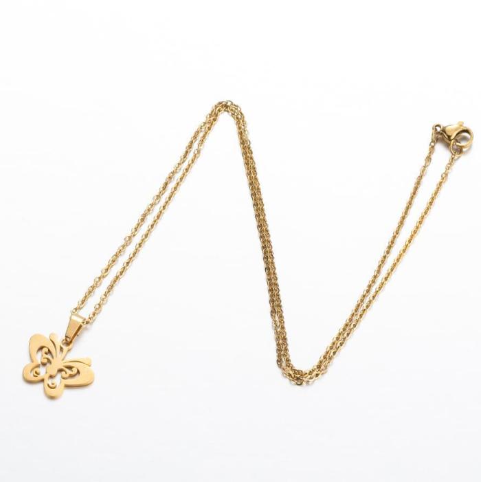 2025 New Stainless Steel Spring Butterfly Fairy Simple Luxury Insect Pendant Collarbone Chain French Cross-Border Accessories