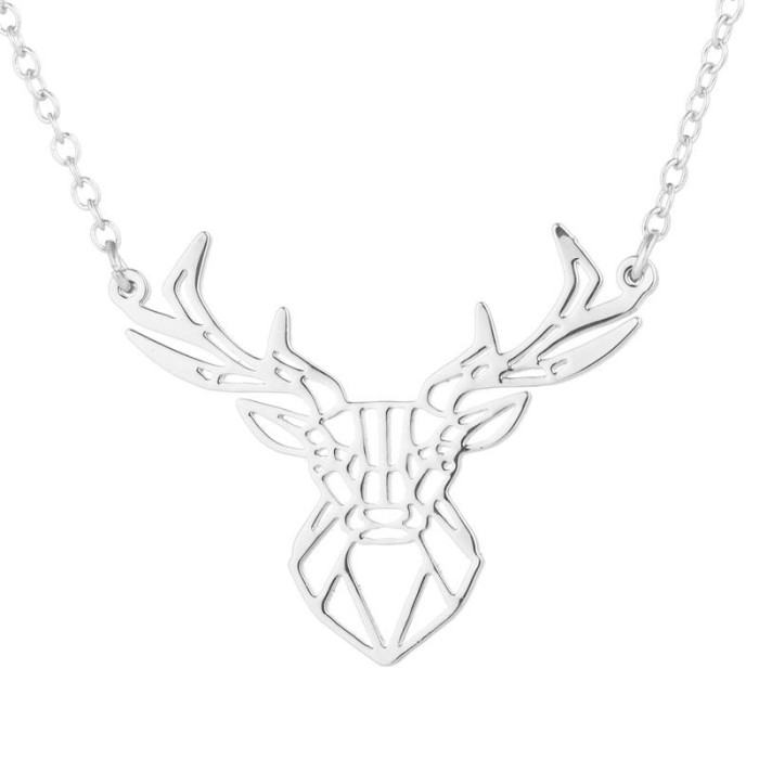 INS Necklace New Stainless Steel Hollow Deer Antler Collarbone Chain for Women Niche Design Christmas Gift in Stock W...