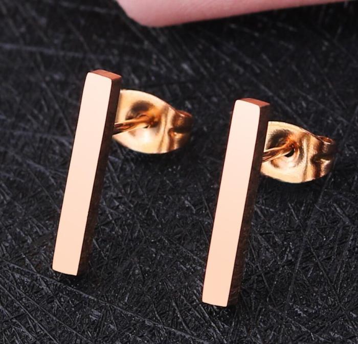 Trade Earrings for Men and Women, Couple Style, One-Line Vertical Bar Earrings, Fashionable Simple Geometric Jewelry...