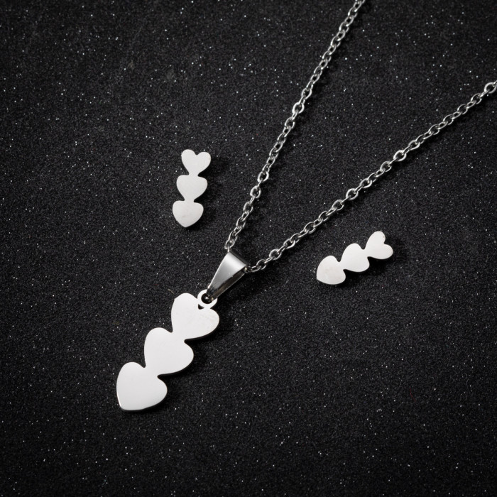 Irregular Women's Simple Heart Pendant Necklace Korean Ins Style Wings Love Heart Musical Note Earrings Personality Jewelry