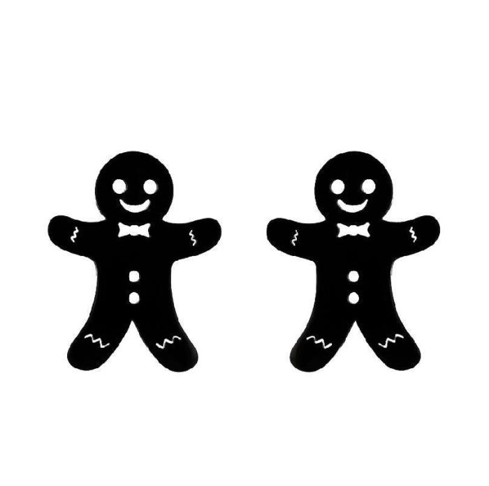 Korean Cartoon Character Fun Earrings Ins Fashion Simple Personality Gingerbread Man Ear Bone Stud Versatile Earrings Wholesale