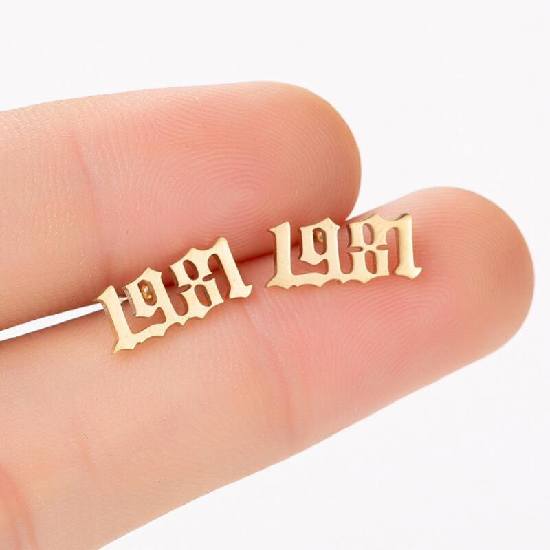 Cross-Border European and American Style Arabic Numerals Combination Year Earrings Ins Wholesale Zodiac Year Ear Jewelry 1980-2019