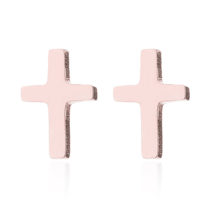 18K Gold Electroplated Stainless Steel Geometric Simple Earrings INS Women's Mini Small Star Moon Triangle Earrings