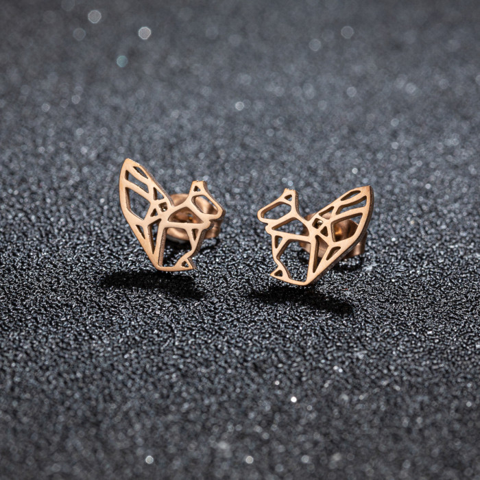 Foreign Trade Cross-Border Stainless Steel Cute Animal Earrings Ins Fashion Cat Rabbit Alpaca Pig Earrings Wholesale