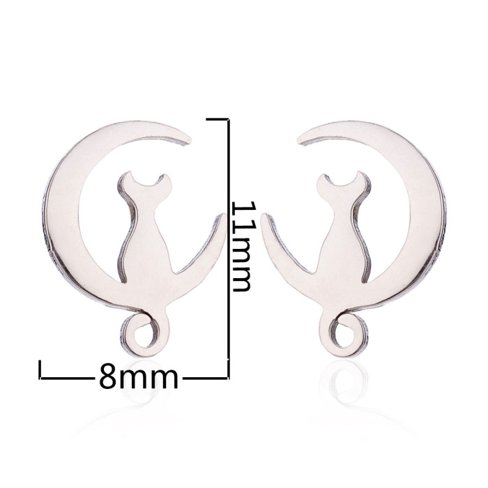 Korean Version Cute Cat and Mouse Earrings Fashion Stainless Steel Small Pet Adorable Cat Earrings Small Animal Ear A...