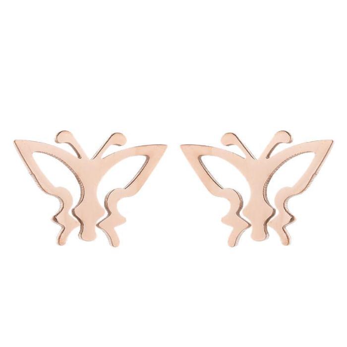 New Butterfly Earrings for Women, Forest Style, Fresh and Simple, Stainless Steel Small Animal, Various Butterfly Earrings, In Stock Wholesale