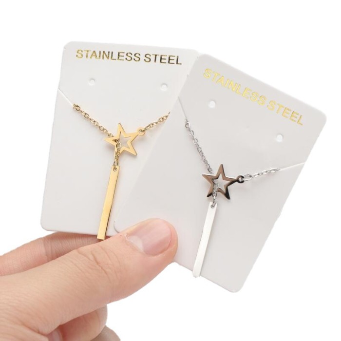 18K Gold Vintage Korean Fashion Simple Geometric Heart Star Necklace Eight Characters Wine Bottle Neck Chain Jewelry...