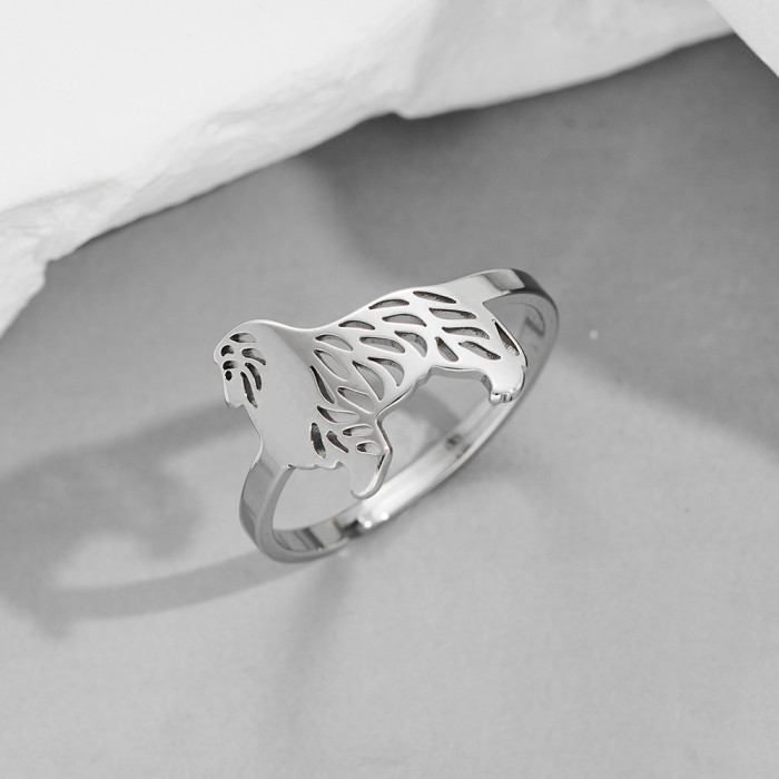 Foreign Trade Cut Stainless Steel Simple Earrings Ins Fashion Cute Small Animal Deer Cat Dog Hand Jewelry Ring