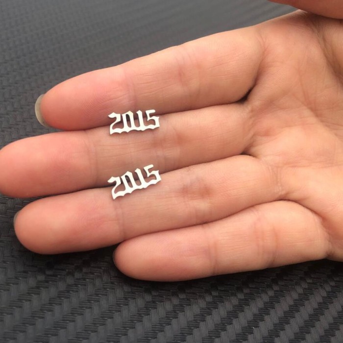 Style Stainless Steel New Digital Year Earrings Stainless Steel Digital Earrings Birthday Gift Wholesale