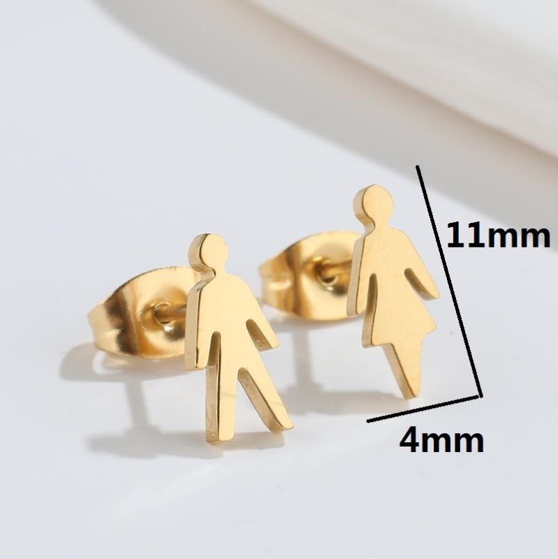 Fashionable Small Mini Cartoon Earrings for Men and Women, New Asymmetric Stainless Steel Earrings for Couples, Wholesale
