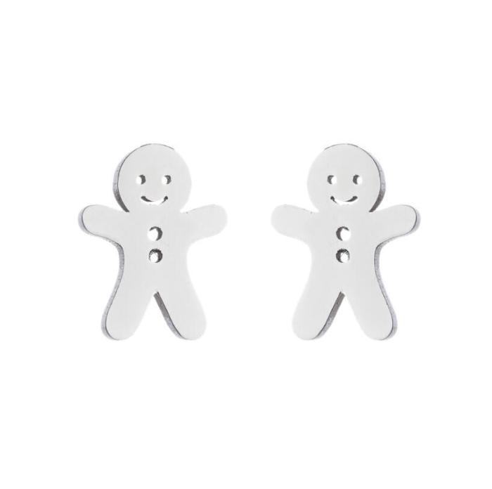 Cute Deer Small Animal Earrings Ins Fashion Christmas Tree Snowflake Snowman Ear Bone Studs Wholesale