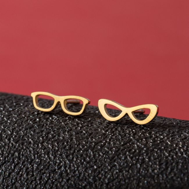 European and American Style Personality Women's Temperament Stainless Steel Glasses Earrings Ins Travel Versatile Sunglasses Pattern Earrings In Stock Wholesale