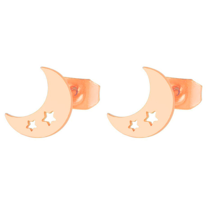 Japanese and Korean New Style Star Moon Earrings Ins Geometric Hollow Star Simple Student Girl Temperament Earrings Wholesale