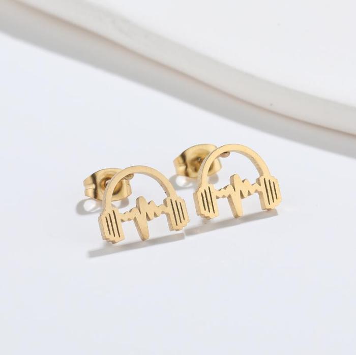 New Retro Horn Accordion Earrings Ins Personality Music Headphones Singing Microphone Hip-Hop Ear Jewelry