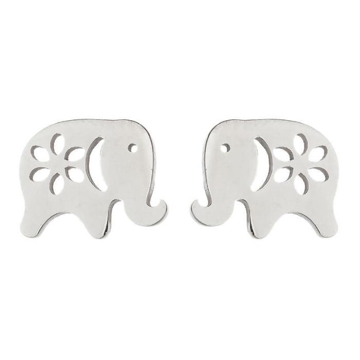 2025 Retro European and American Style Mini Stainless Steel Animal Earrings Cute Giraffe Snake Fish Rabbit Cat Ear Jewelry