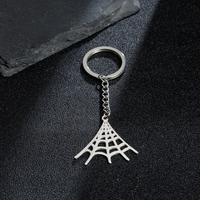 Minimalist Foreign Trade New Accessories Stainless Steel Musical Instrument Halloween Spider Web Creative Keychain Pendant Couple