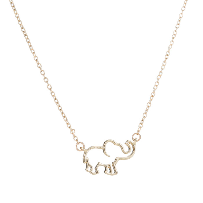 Fashion New Animal Necklace Cute Lucky Elephant Pendant for Women Simple Hollow Clavicle Chain in Stock Wholesale