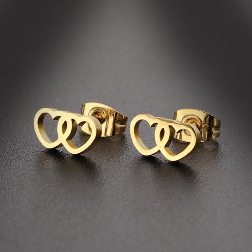 Japanese and Korean Hot-Selling New Double Heart Cross Earrings Ins Fashion Niche Earrings Sweet Peach Heart Overlapping Women's Jewelry