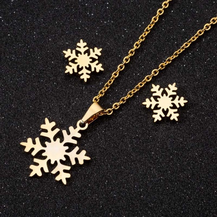 Summer New Cross-Border Crown Snowflake Cactus Skull Moon Flower Butterfly Dragonfly Geometric Earrings Necklace
