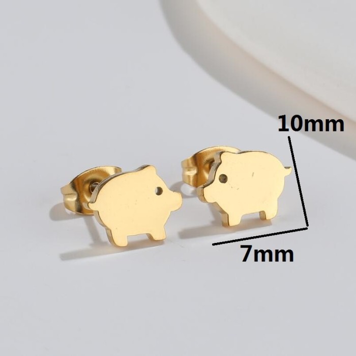 Foreign Trade Cross-Border New Fashion Simple Cute Small Animal Earrings Ins Cat Rabbit Piercing Earrings