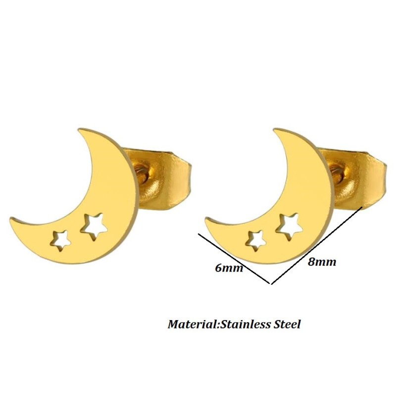 Japanese and Korean New Style Star Moon Earrings Ins Geometric Hollow Star Simple Student Girl Temperament Earrings Wholesale