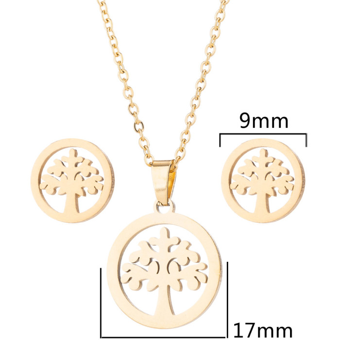 Women's New Personalized Stainless Steel Animal Series Necklace Earrings Fashion Simple Jewelry Set Wholesale