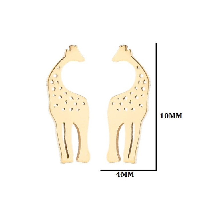 2025 Retro European and American Style Mini Stainless Steel Animal Earrings Cute Giraffe Snake Fish Rabbit Cat Ear Jewelry