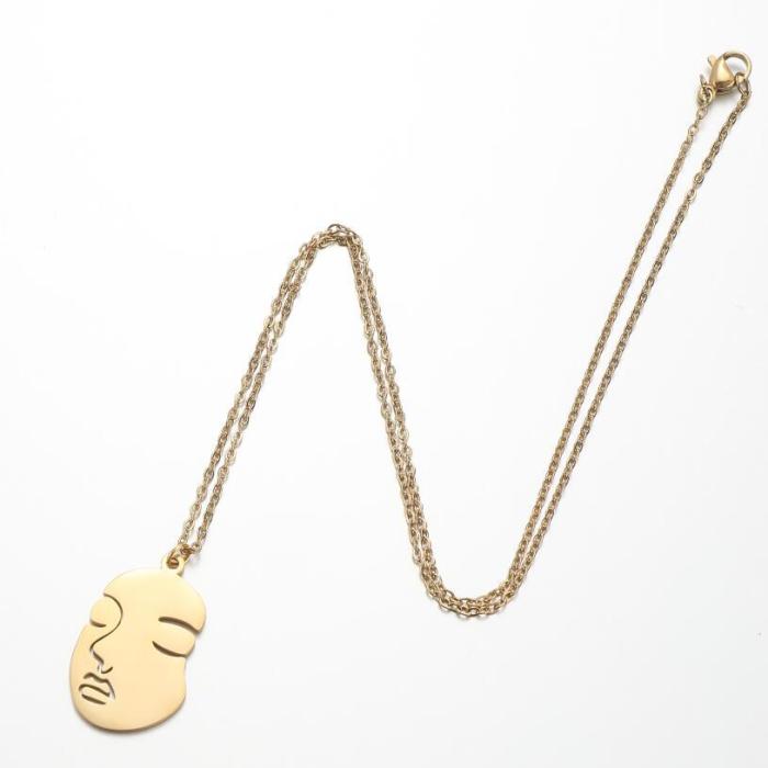 French New Style Pattern Pendant Necklace Fresh Ins Style Clavicle Chain Design Fashion Personality Temperament Necklace