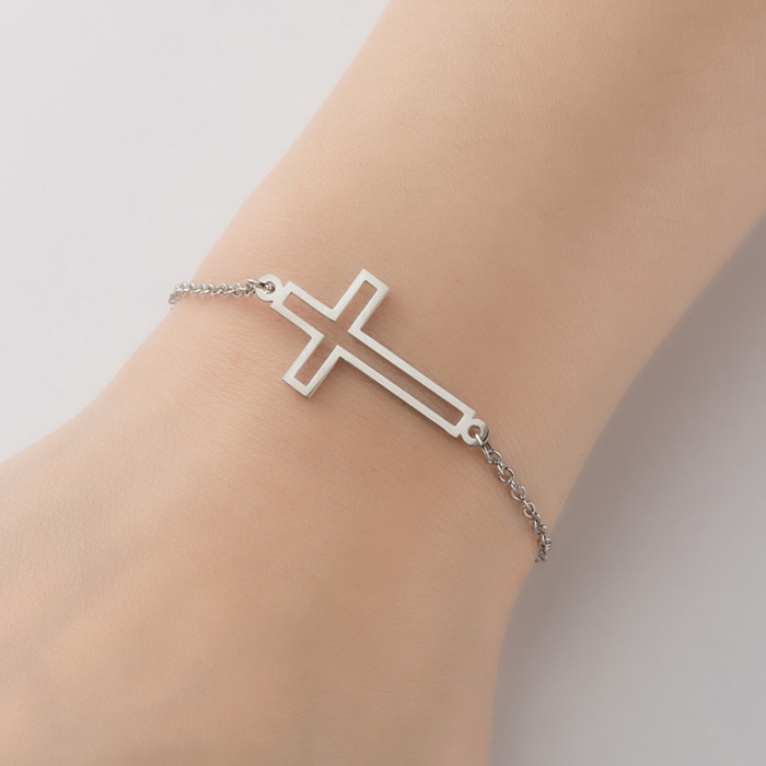 Amazon Cross-Border New Women's Cross Pendant Bracelet INS Fashion Simple Geometric Couple Bracelet Jewelry