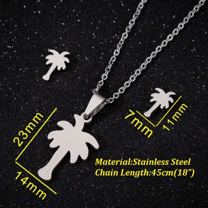 European and American Foreign Trade New Cartoon Animal Three-Piece Set Fashion Geometric Gesture Heart Necklace Earrings Jewelry