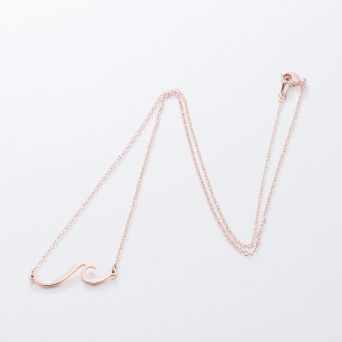 Gold Color European and American Cross-Border Fashion Stainless Steel Wave Necklace Female Pendant Temperament Ocean Wave Necklace Accessories