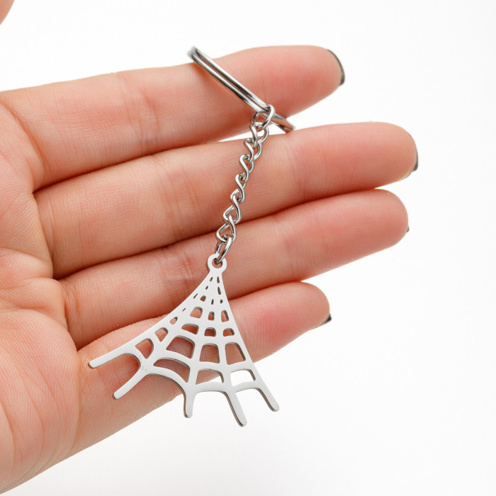 Minimalist Foreign Trade New Accessories Stainless Steel Musical Instrument Halloween Spider Web Creative Keychain Pendant Couple