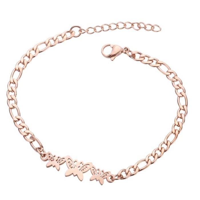 Japanese and Korean Style Female Student Stainless Steel Spring Cute Elephant Bracelet Simple Hollow Butterfly Hand Jewelry In Stock Wholesale
