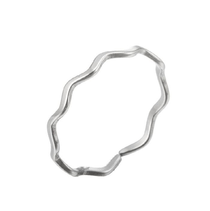 Cross-Border New Japanese and Korean Open Heart Ring for Women Geometric Simple Stainless Steel Hollow Couple Rings Wholesale
