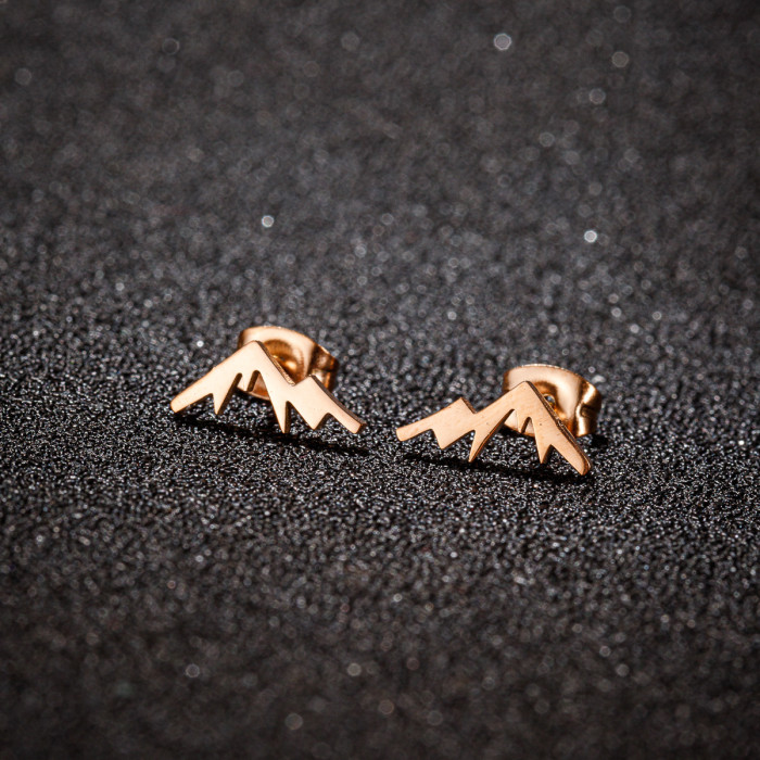 Vintage Forest Style Fresh Stainless Steel Snow Mountain Peak Earrings Ins Korean Version Student Mini Fashion Ear Accessories