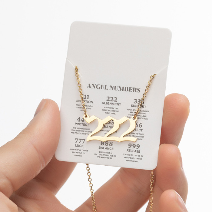 European and American New Angel Number Necklace Ins Female Niche Number Number 111-999 Stainless Steel Light Luxury Sweater Chain