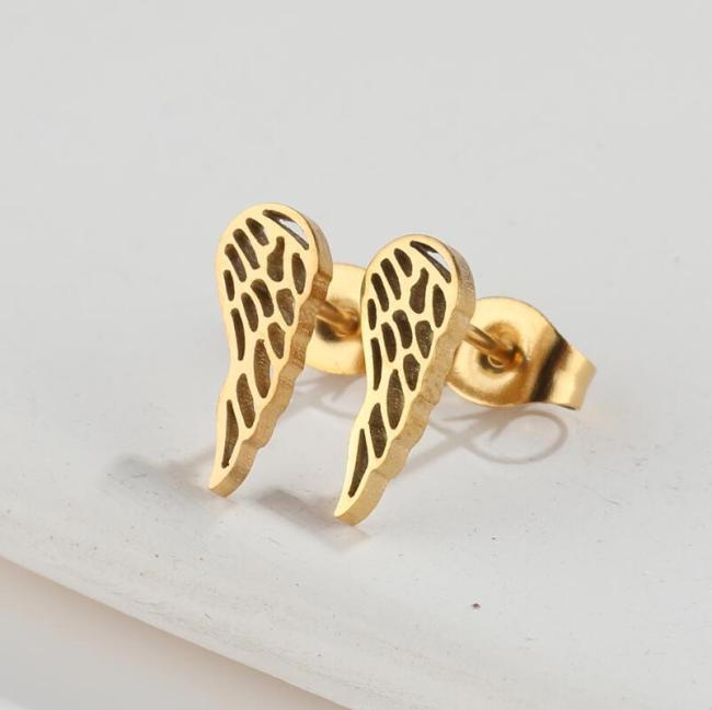 European and American Retro Hollow Feather Earrings INS Personality Angel Wing Earrings Fashion Simple Small Earrings Wholesale