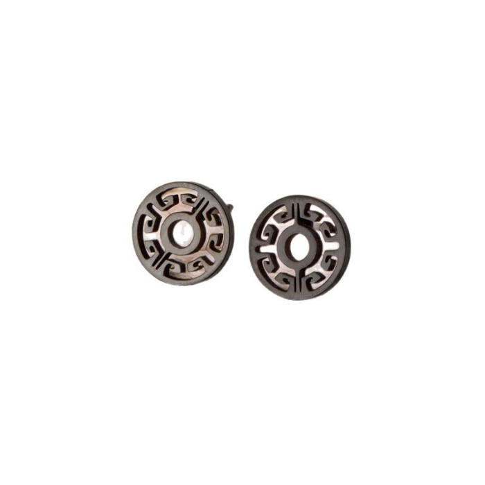 2025 New Retro Copper Coin Earrings INS New Chinese Style Stainless Steel Cut Pattern Geometric Round Earrings In Stock
