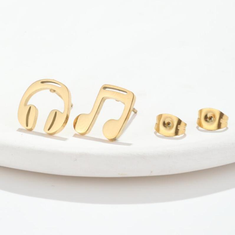 Headphone Music Note Earrings for Women Korean Fashion Asymmetric New Style Elegant Simple Geometric Earrings Cross-Border Wholesale