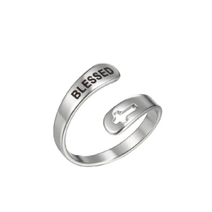 Vintage Open Ring INS Fashion Stainless Steel Adjustable Jewelry IamEnough Multi-layer Ring for Women Wholesale