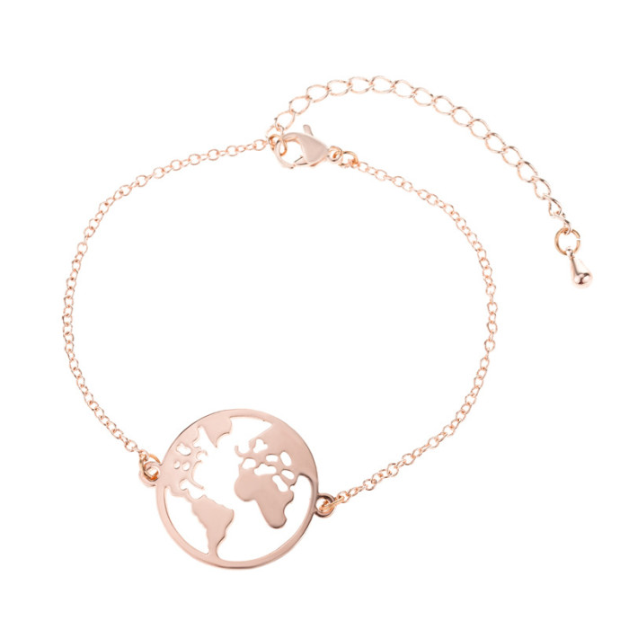 Simple Stainless Steel World Map Necklace Pendant New Couple Necklace Niche Design Jewelry Accessories