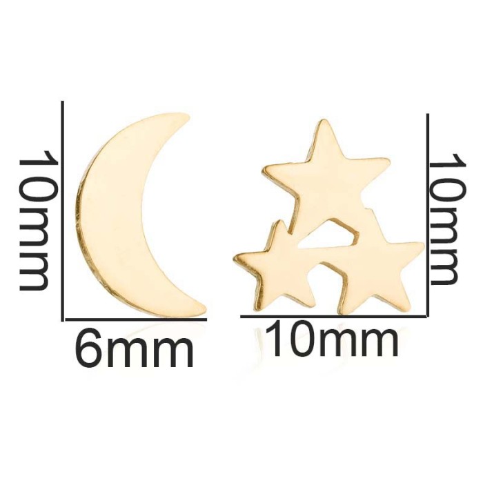 New Black Series Stainless Steel Simple Star Moon Earrings Girl Personality Star Moon Earrings Accessories Wholesale