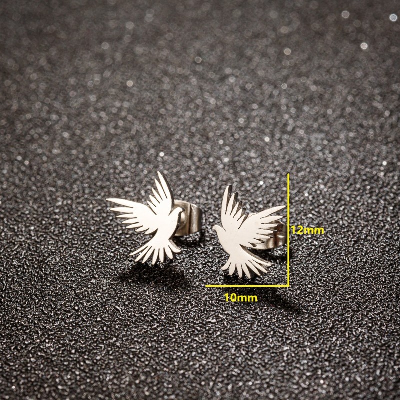 Cross-Border Trade New Punk Style Series Hollow Eagle Earrings Personality Retro Stainless Steel Bird Earrings Wholesale