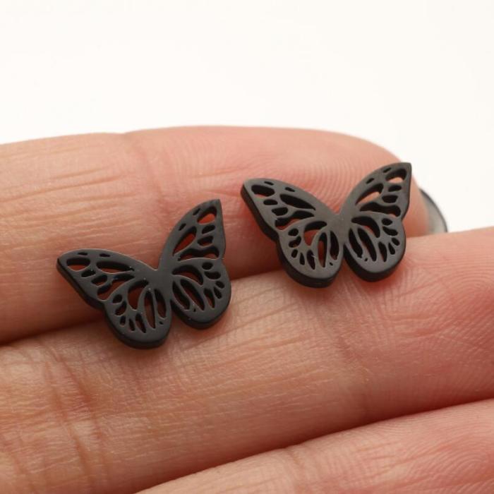 Amazon New Earrings for Girls Cute Spring Summer Butterfly Wings Heart Pattern Personality Stud Earrings In Stock Wholesale
