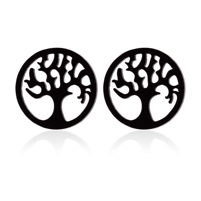 Geometric Round Simple Wishing Tree New Earrings Fashion Life Tree Vintage Plant Ear Bone Studs Ins Wholesale