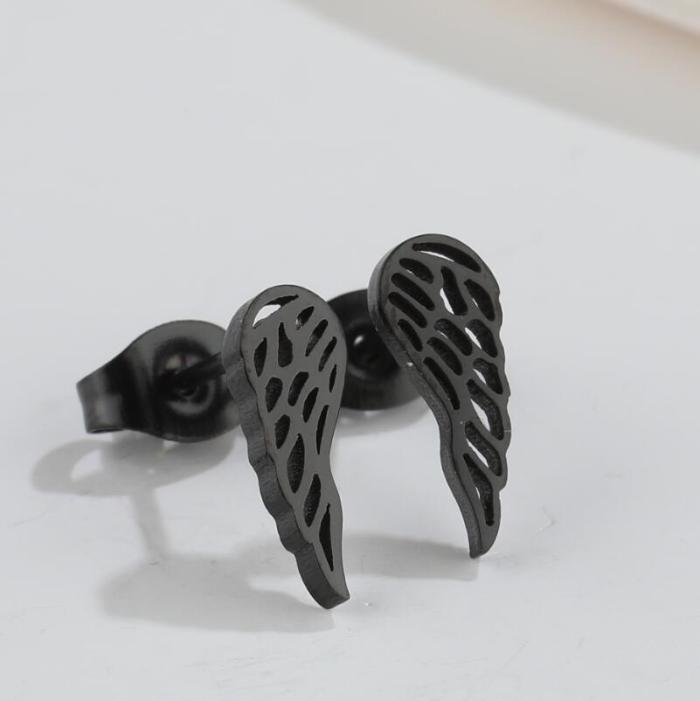 European and American Retro Hollow Feather Earrings INS Personality Angel Wing Earrings Fashion Simple Small Earrings Wholesale
