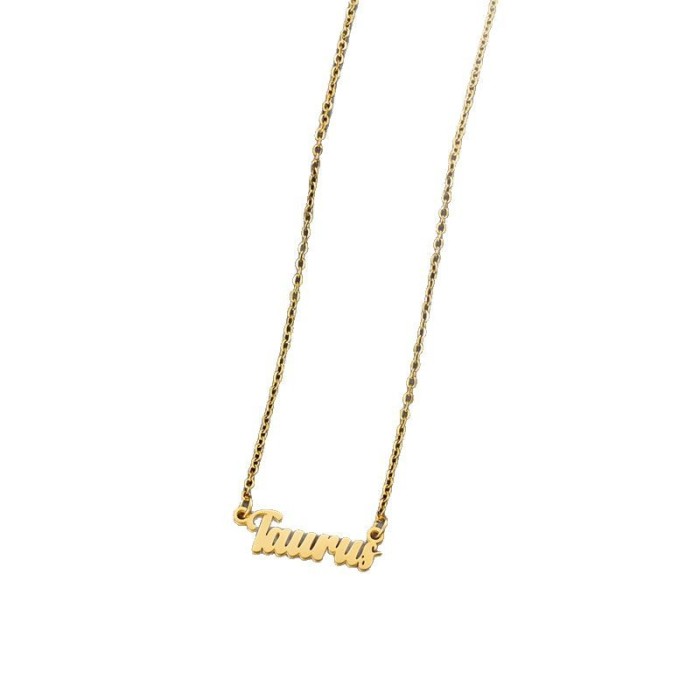 Simple Stainless Steel 12 Zodiac Necklace 18K Versatile Retro English Zodiac Pendant Jewelry Wholesale