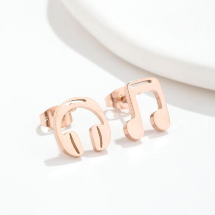 Korean Stainless Steel Material Elegant Personality Simple Boots Geometric Heart Smiley Face Earrings Student Versatile Ear Accessories